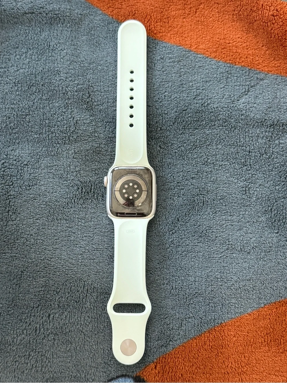 Apple Silver Smartwatch with Light Green Sport Band- Series 9